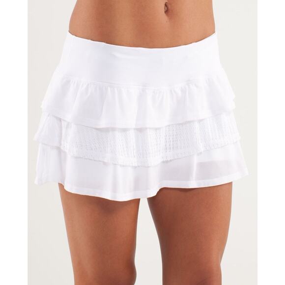 lululemon athletica Pants - Lululemon Run Nothing to Hide Mini Micro Skort Skirt Shorts Tiered White Size 6